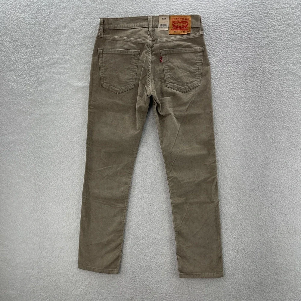 Levis 511 Pants Mens 30x30 Beige Corduroy Pinwale Slim Fit Preppy Normcore New